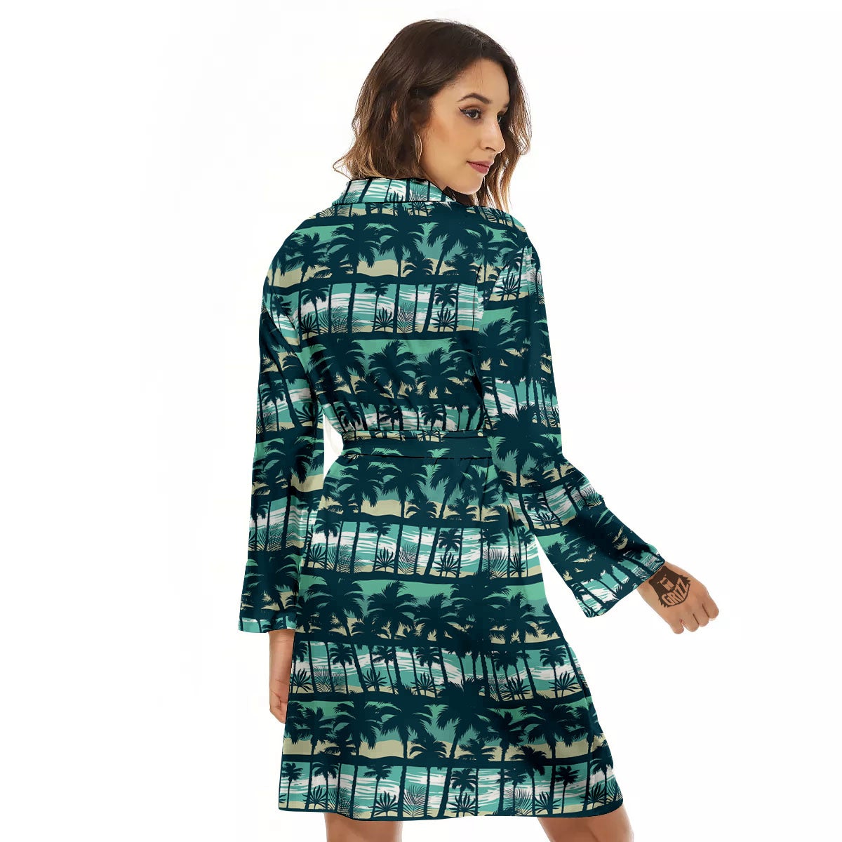 Palm Tree Print Pattern Women's Robe-grizzshop