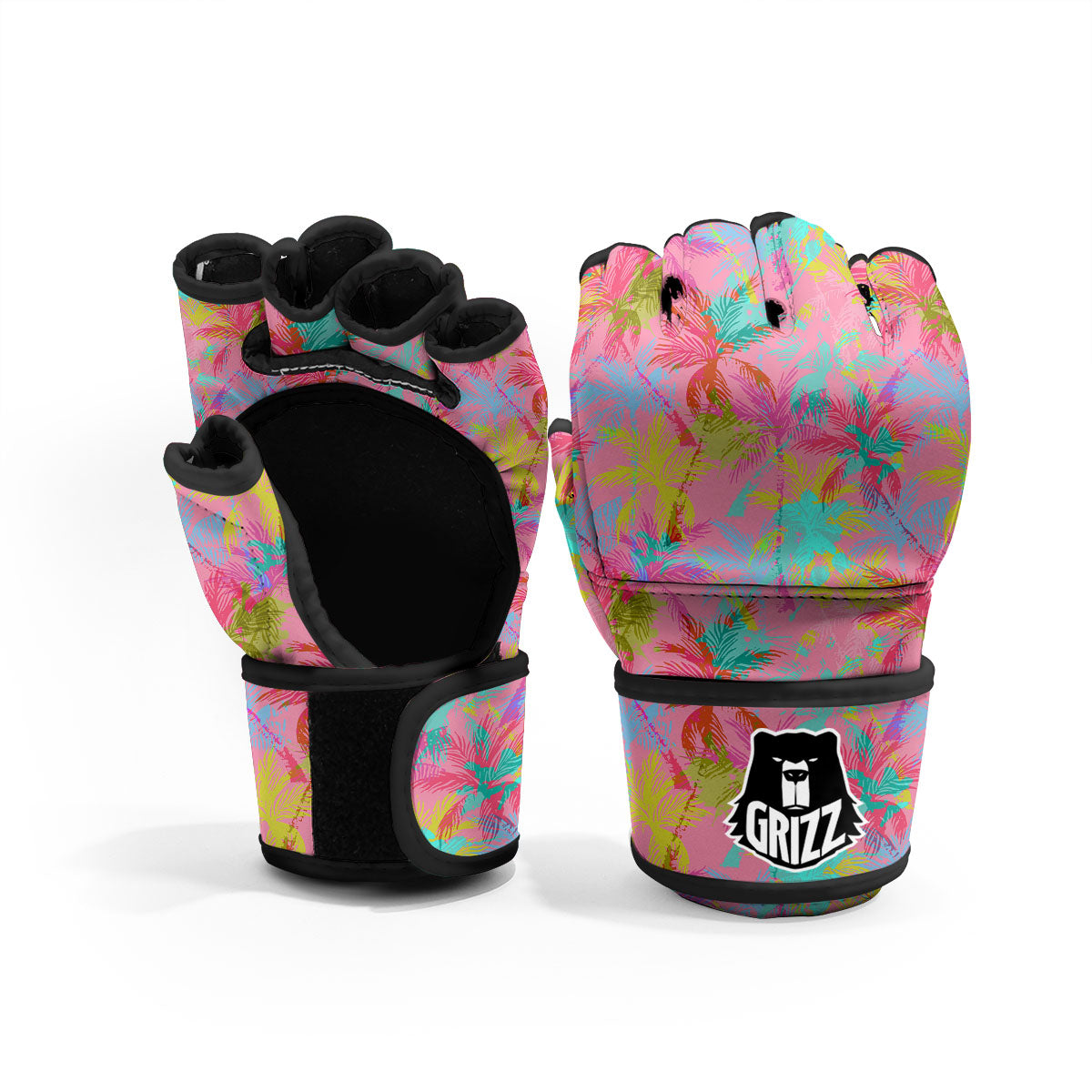 Palm Tree Rainbow Print Pattern MMA Gloves-grizzshop
