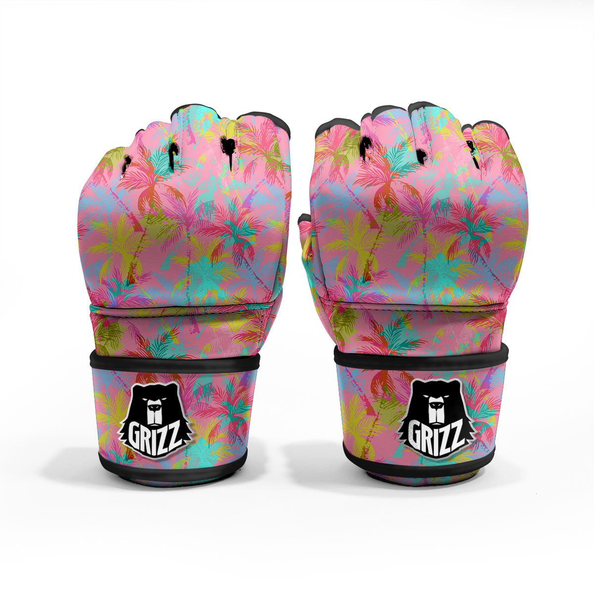 Palm Tree Rainbow Print Pattern MMA Gloves-grizzshop