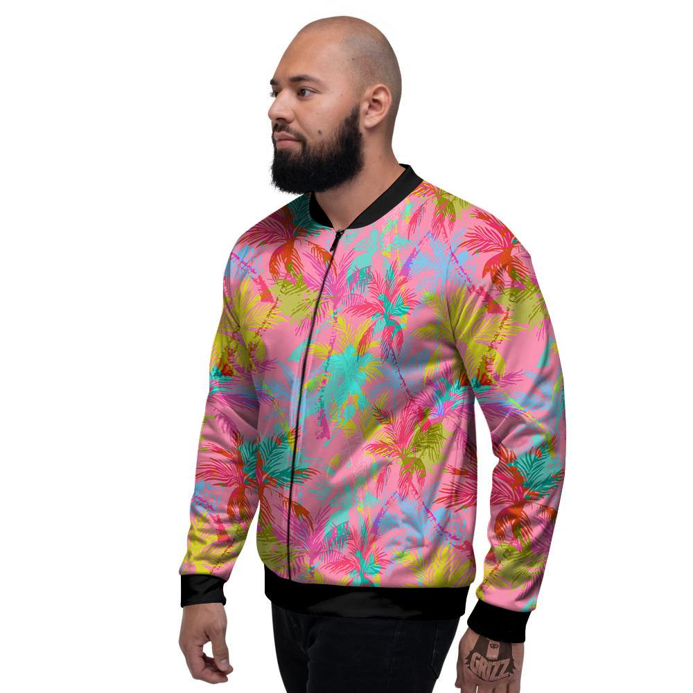 Palm Tree Rainbow Print Pattern Men's Bomber Jacket-grizzshop