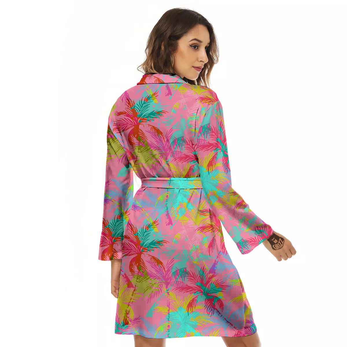 Palm Tree Rainbow Print Pattern Women's Robe-grizzshop