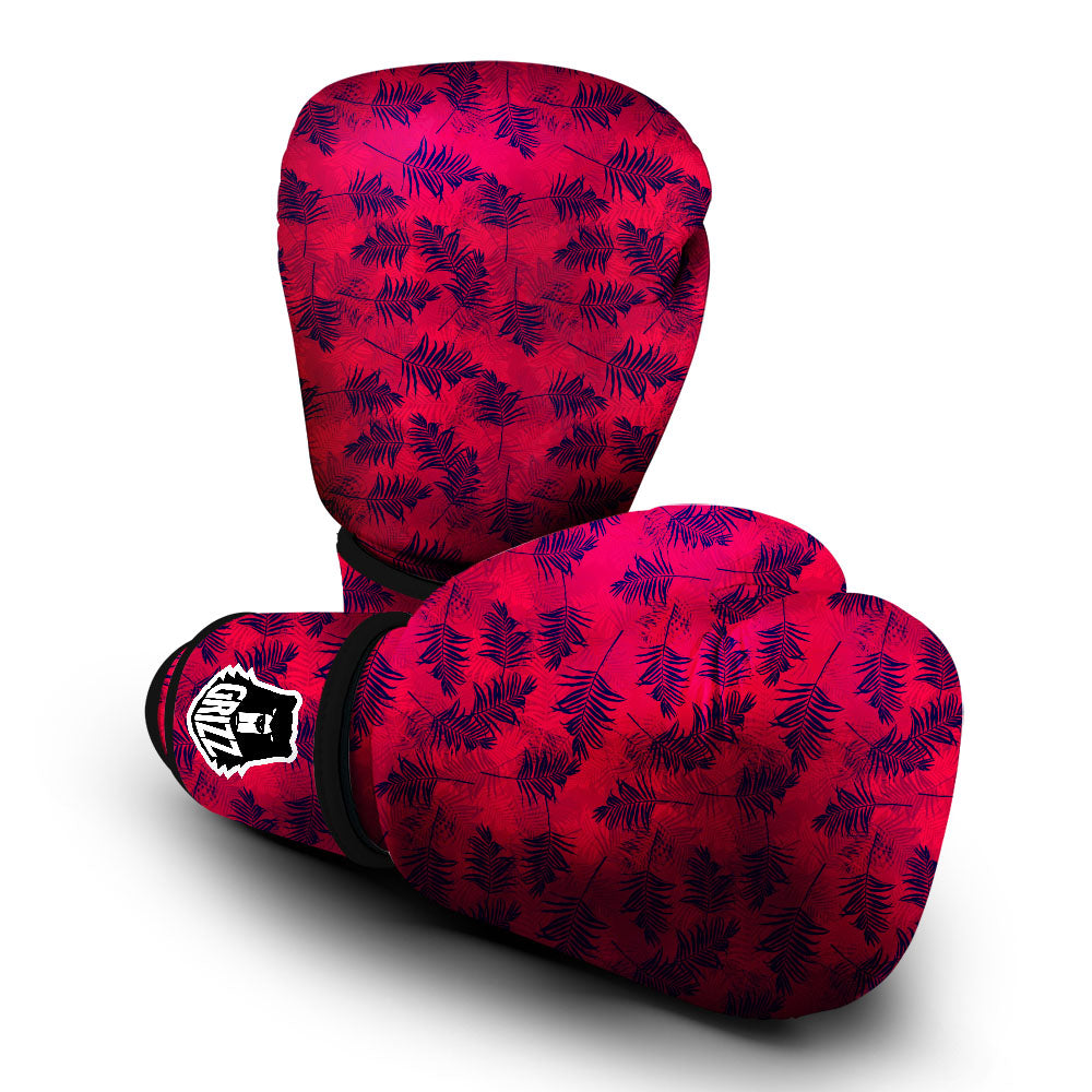 Palm Tree Red Print Pattern Boxing Gloves-grizzshop
