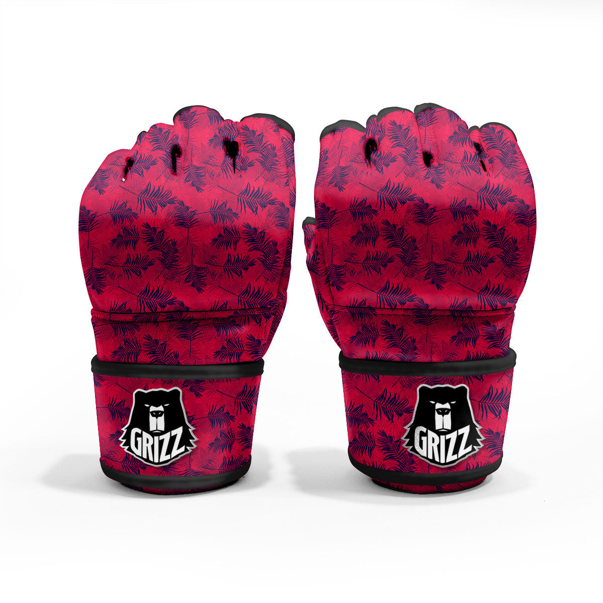 Palm Tree Red Print Pattern MMA Gloves-grizzshop
