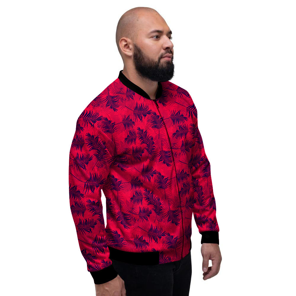 Palm Tree Red Print Pattern Men's Bomber Jacket-grizzshop