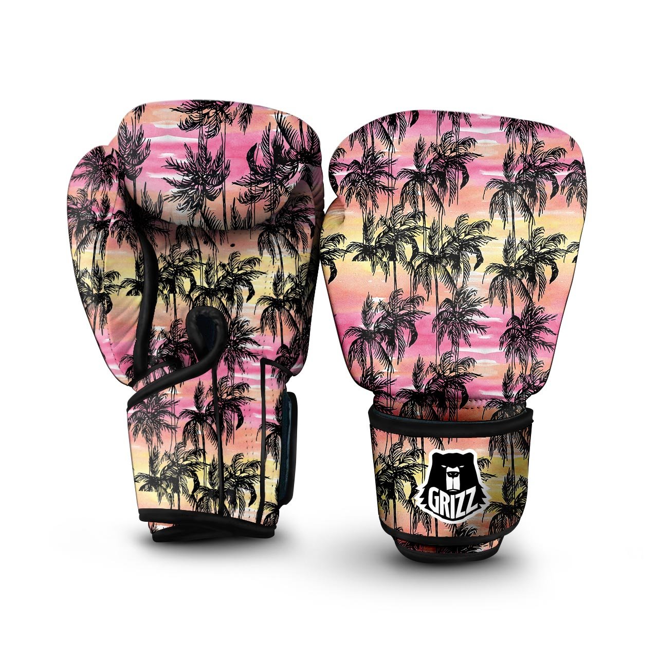 Palm Tree Sunset Print Pattern Boxing Gloves-grizzshop