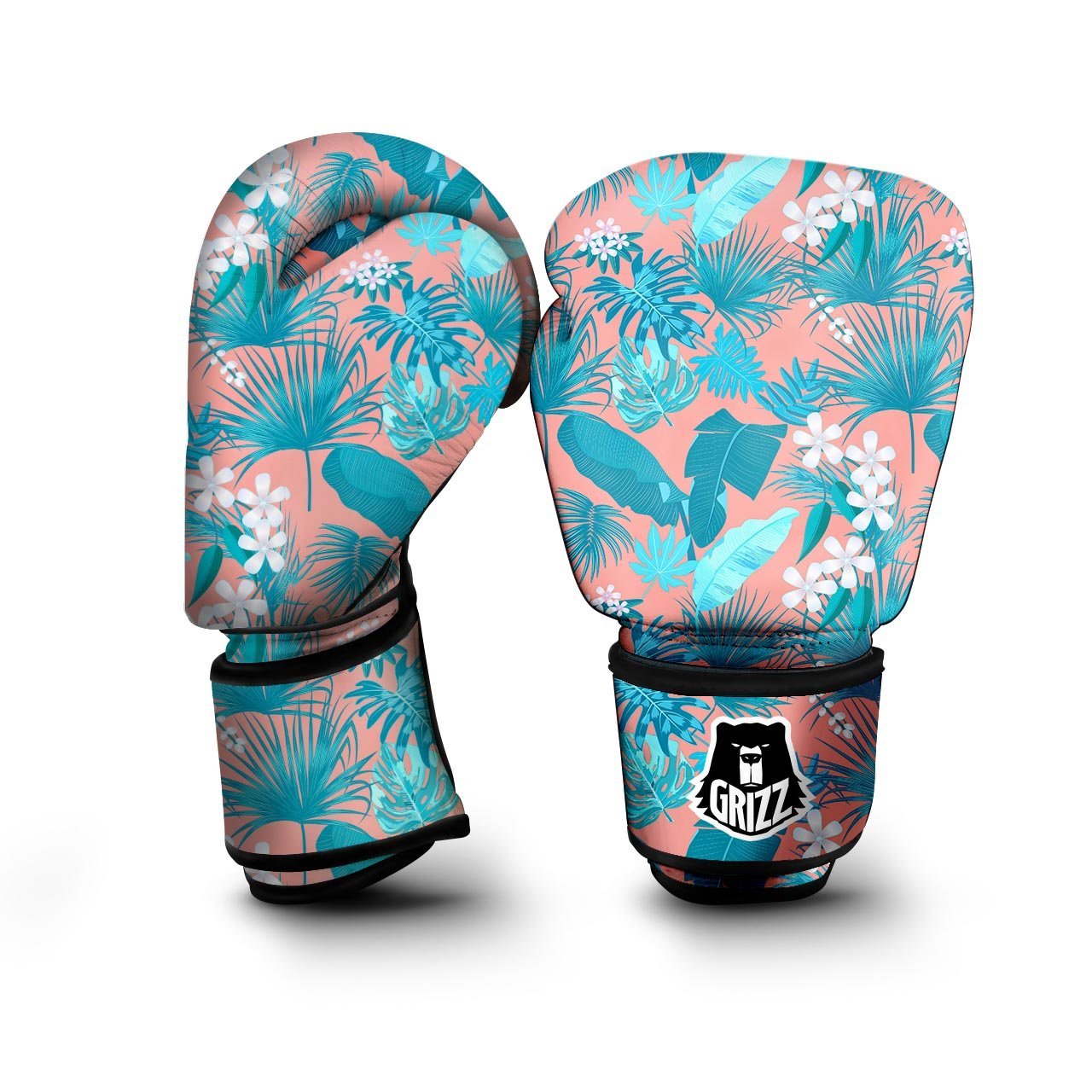 Palm Tree Teal Print Pattern Boxing Gloves-grizzshop