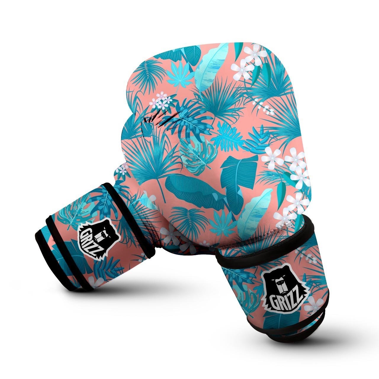 Palm Tree Teal Print Pattern Boxing Gloves-grizzshop