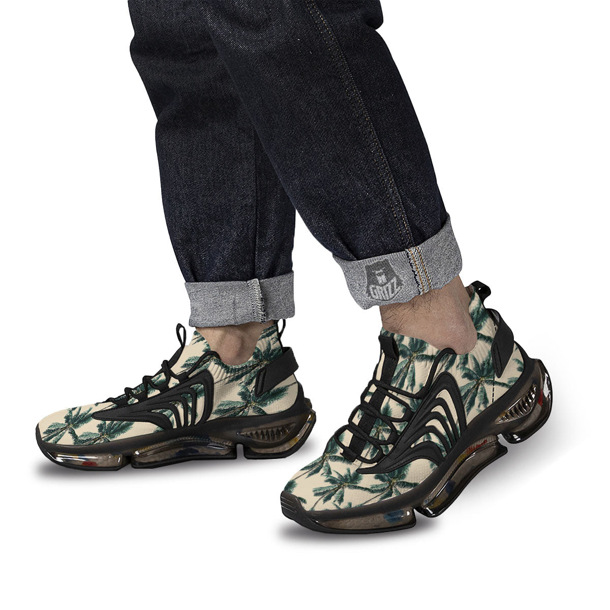 Palm Tree Tropical Print Pattern Black Gym Shoes-grizzshop