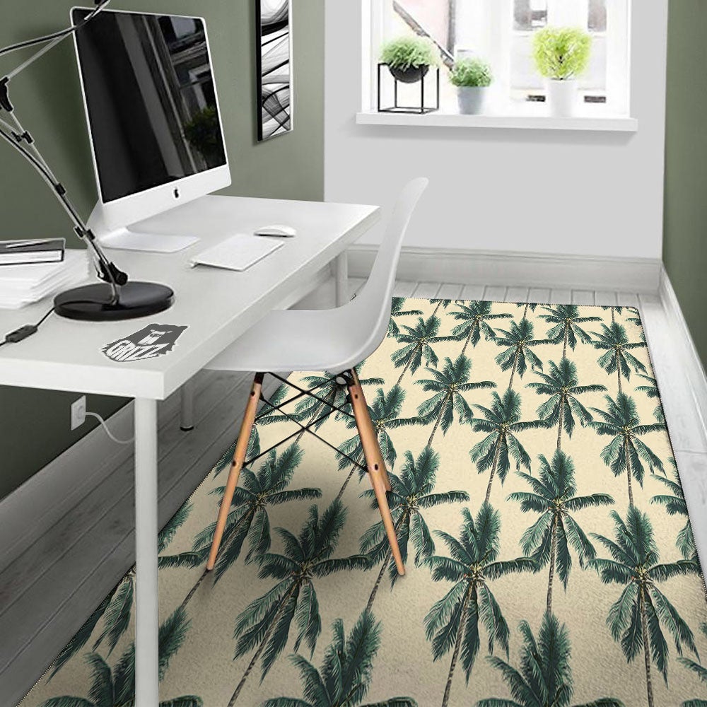 Palm Tree Tropical Print Pattern Floor Mat-grizzshop
