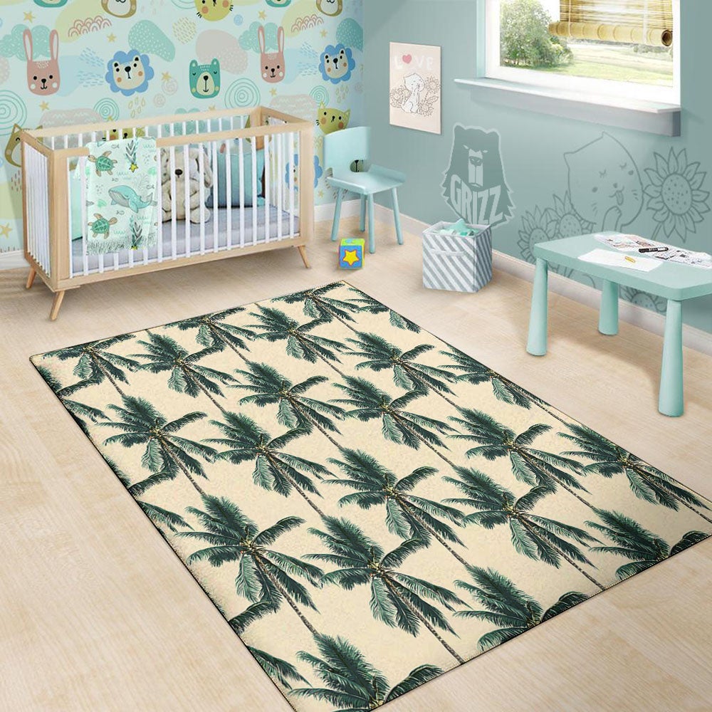 Palm Tree Tropical Print Pattern Floor Mat-grizzshop