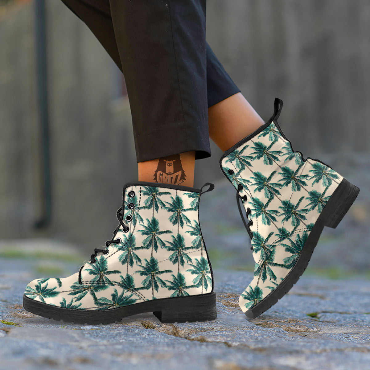 Palm Tree Tropical Print Pattern Leather Boots-grizzshop