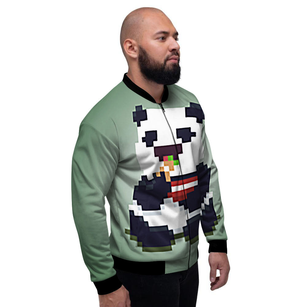 Panda 8-Bit Pixel Print Men's Bomber Jacket-grizzshop