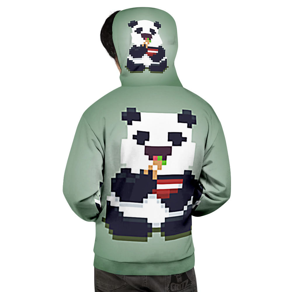 Panda 8-Bit Pixel Print Men's Hoodie-grizzshop