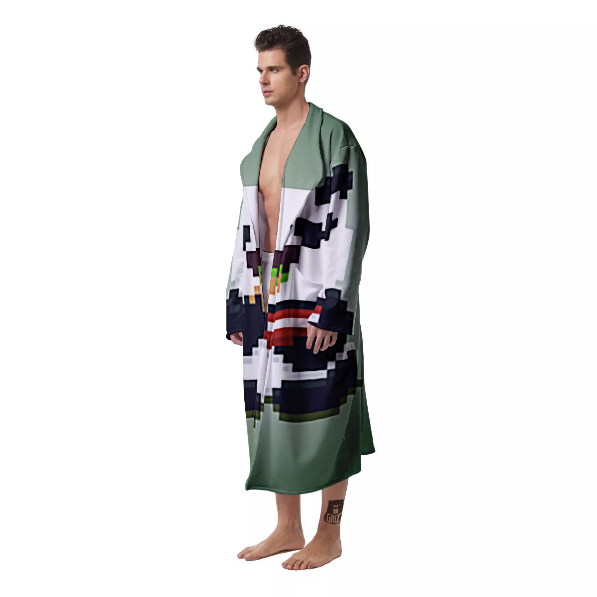 Panda 8-Bit Pixel Print Men's Robe-grizzshop
