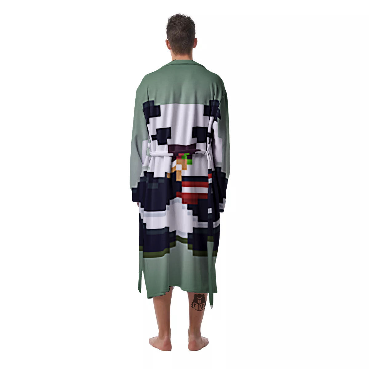 Panda 8-Bit Pixel Print Men's Robe-grizzshop
