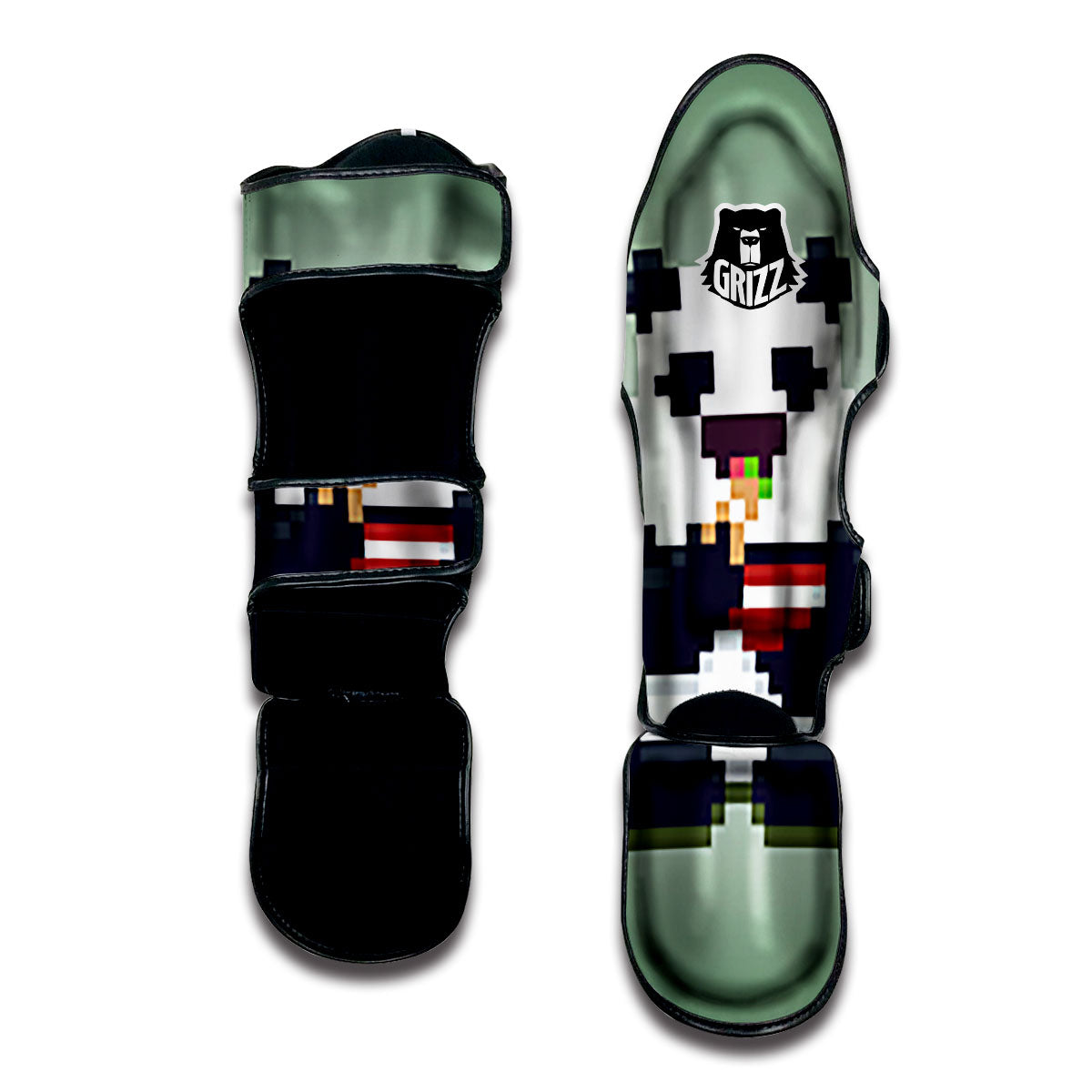 Panda 8-Bit Pixel Print Muay Thai Shin Guards-grizzshop