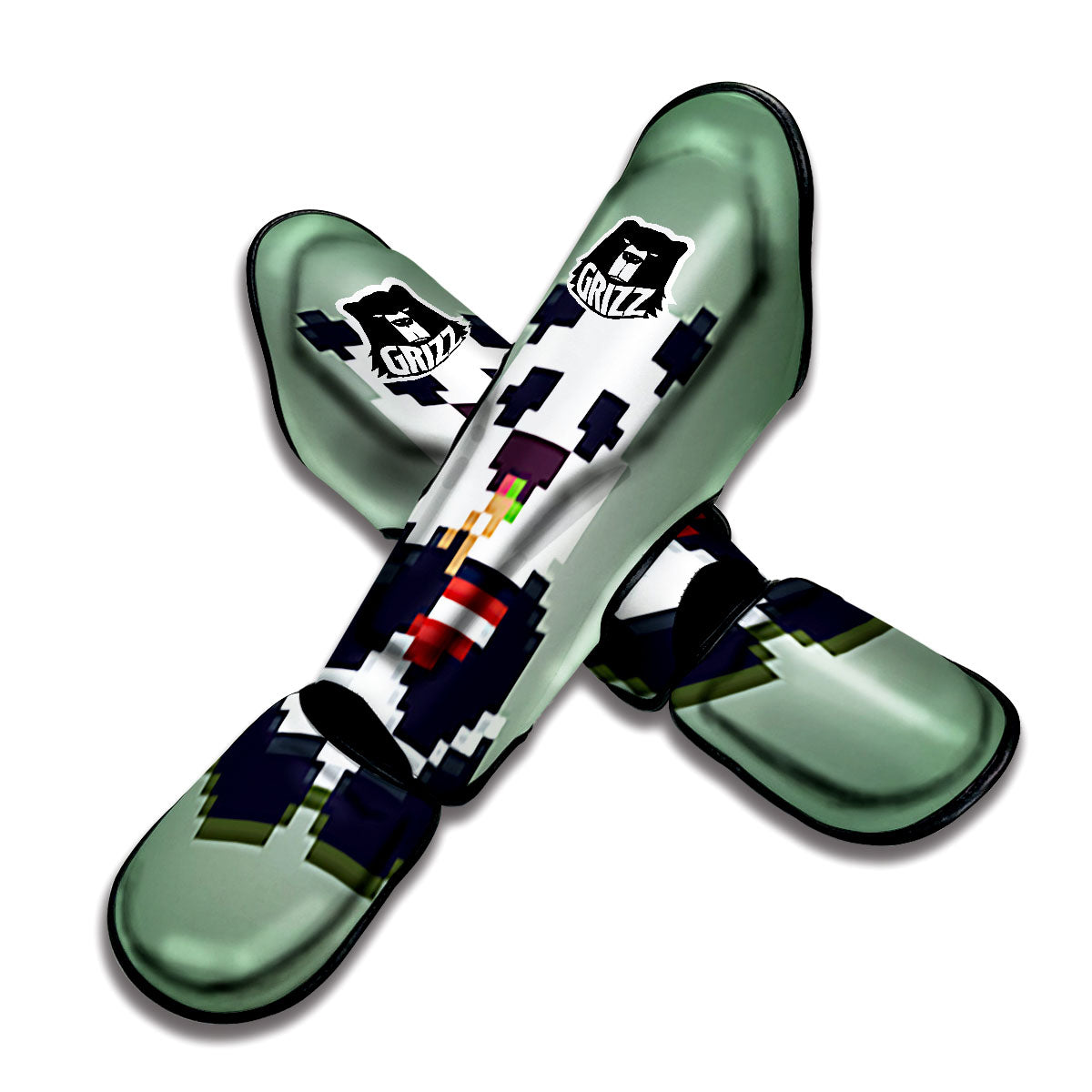 Panda 8-Bit Pixel Print Muay Thai Shin Guards-grizzshop