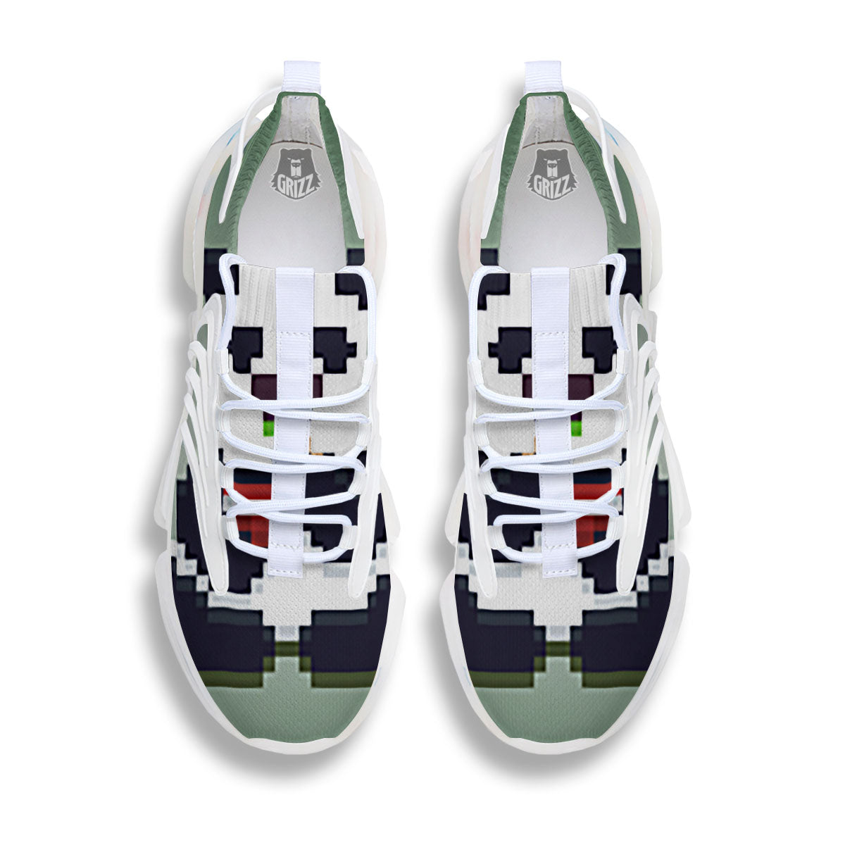 Panda 8-Bit Pixel Print White Gym Shoes-grizzshop