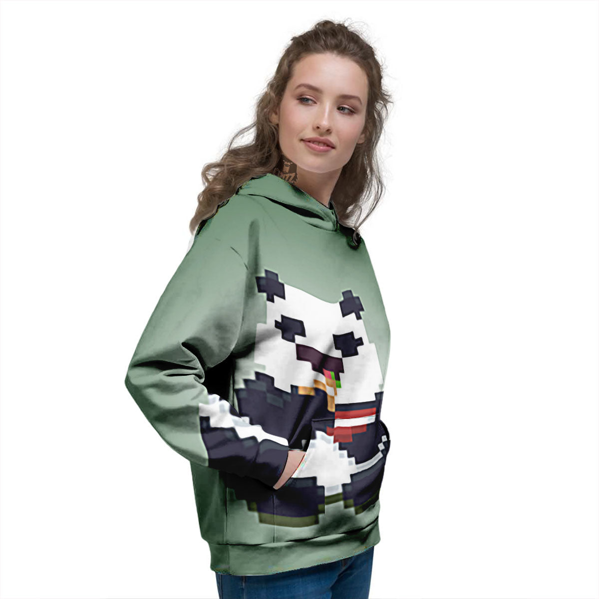 Panda 8-Bit Pixel Print Women's Hoodie-grizzshop