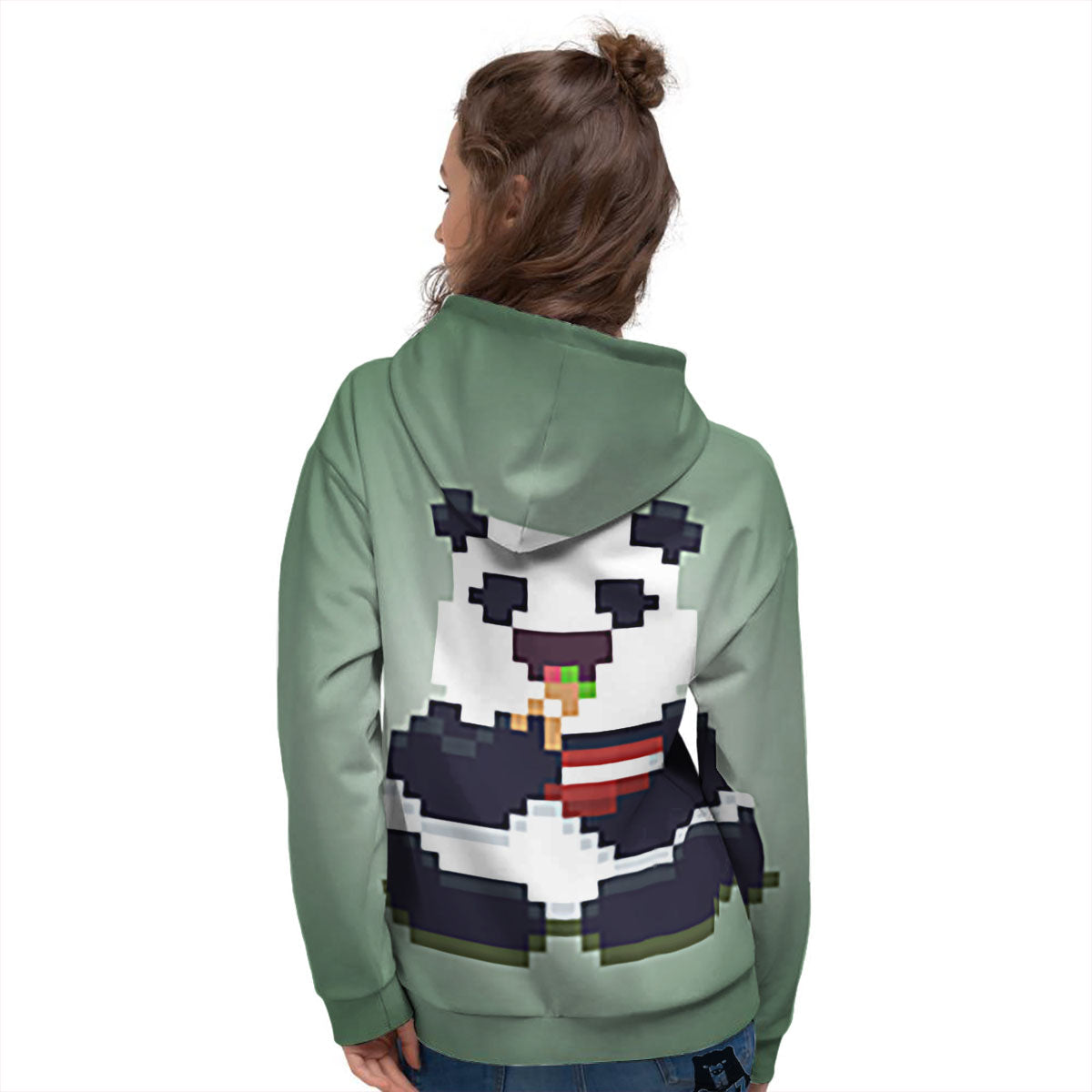Panda 8-Bit Pixel Print Women's Hoodie-grizzshop