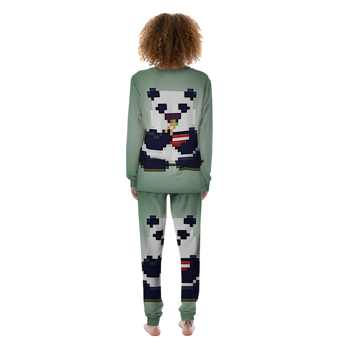 Panda 8-Bit Pixel Print Women's Pajamas-grizzshop