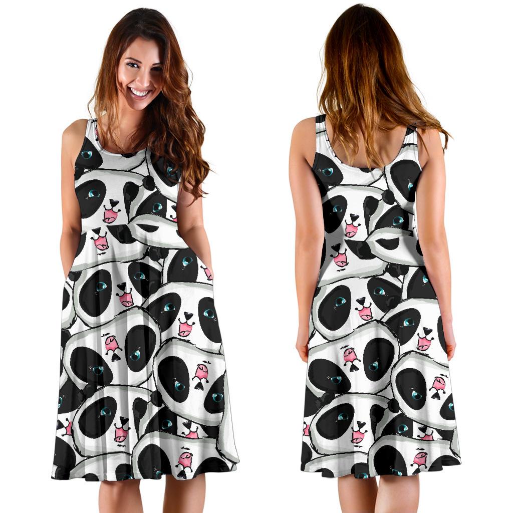 Panda Baby Pattern Print Dress-grizzshop