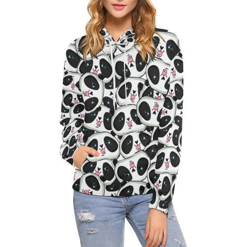 Panda Baby Pattern Print Women Pullover Hoodie-grizzshop