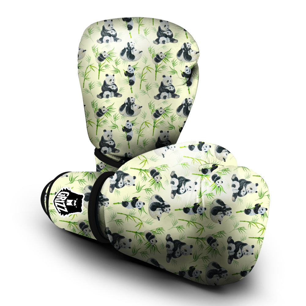 Panda Bamboo And Baby Print Pattern Boxing Gloves-grizzshop