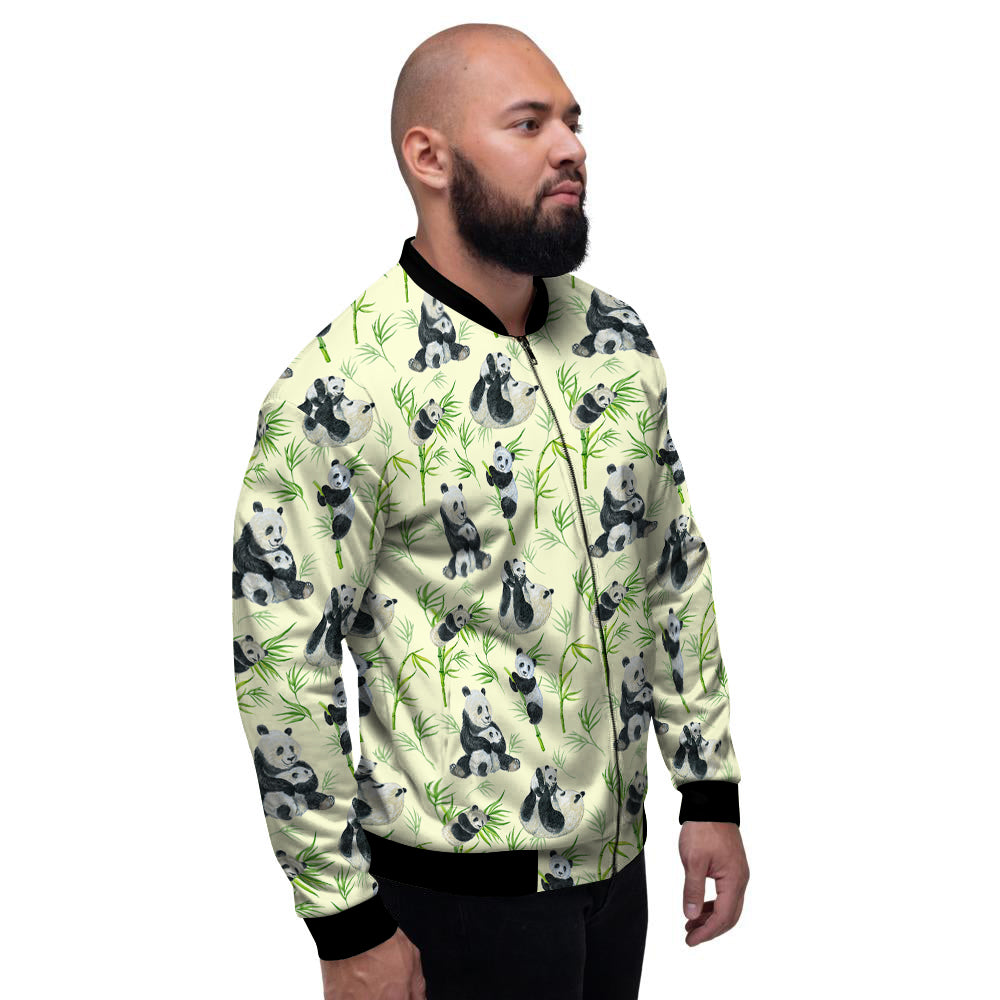Panda Bamboo And Baby Print Pattern Men's Bomber Jacket-grizzshop