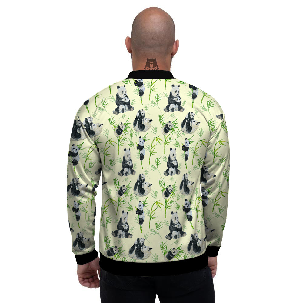 Panda Bamboo And Baby Print Pattern Men's Bomber Jacket-grizzshop