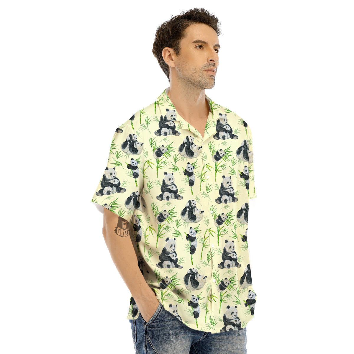 Panda Bamboo And Baby Print Pattern Men's Hawaiian Shirt-grizzshop