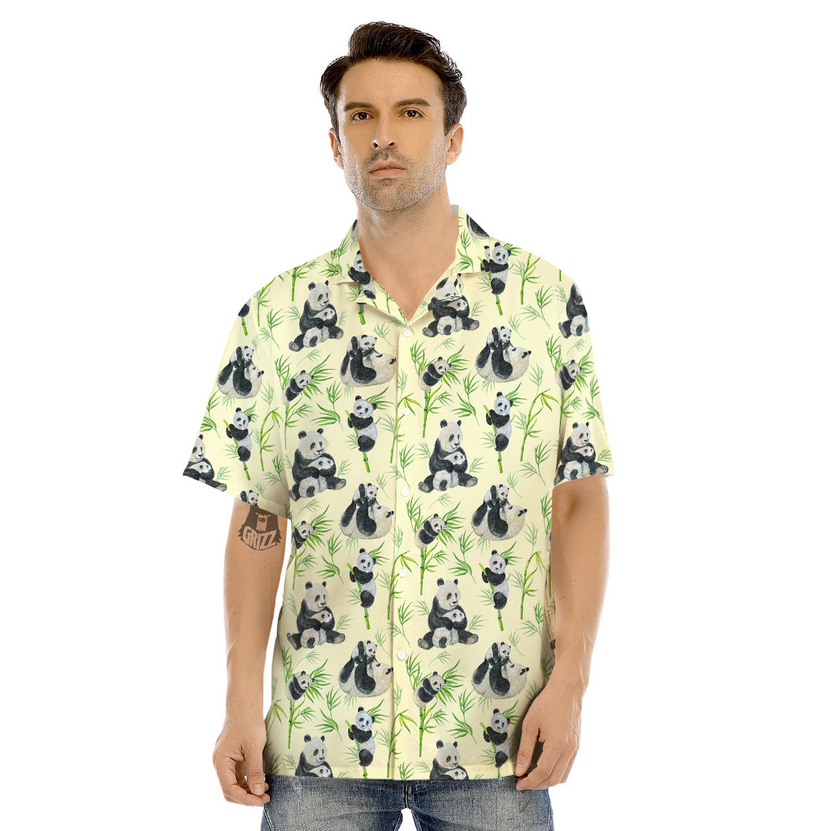 Panda Bamboo And Baby Print Pattern Men's Hawaiian Shirt-grizzshop