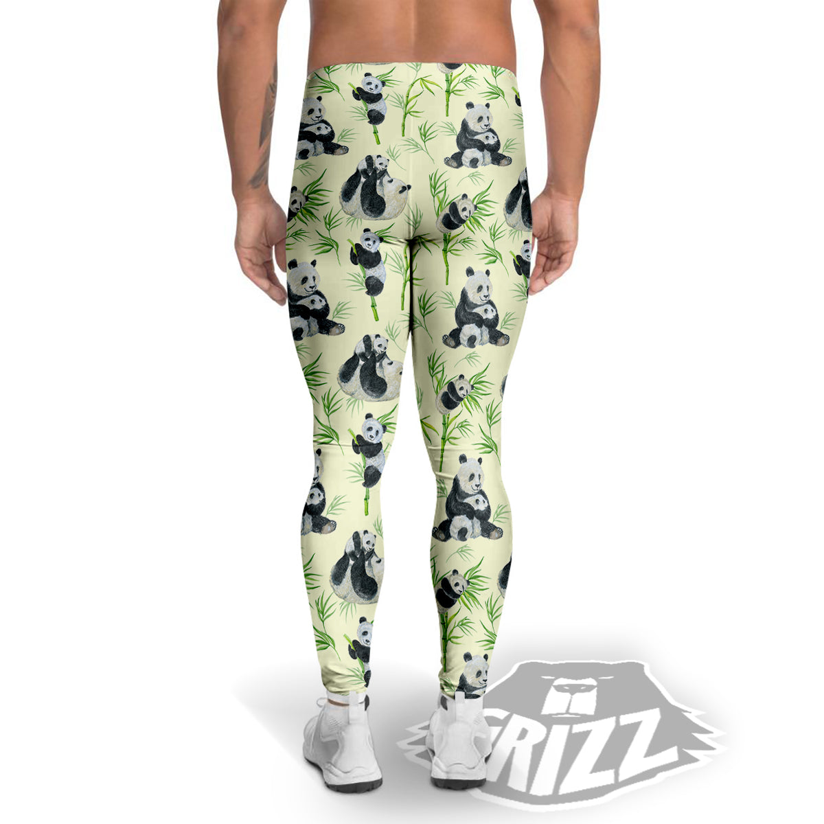 Panda Bamboo And Baby Print Pattern Men's Leggings-grizzshop