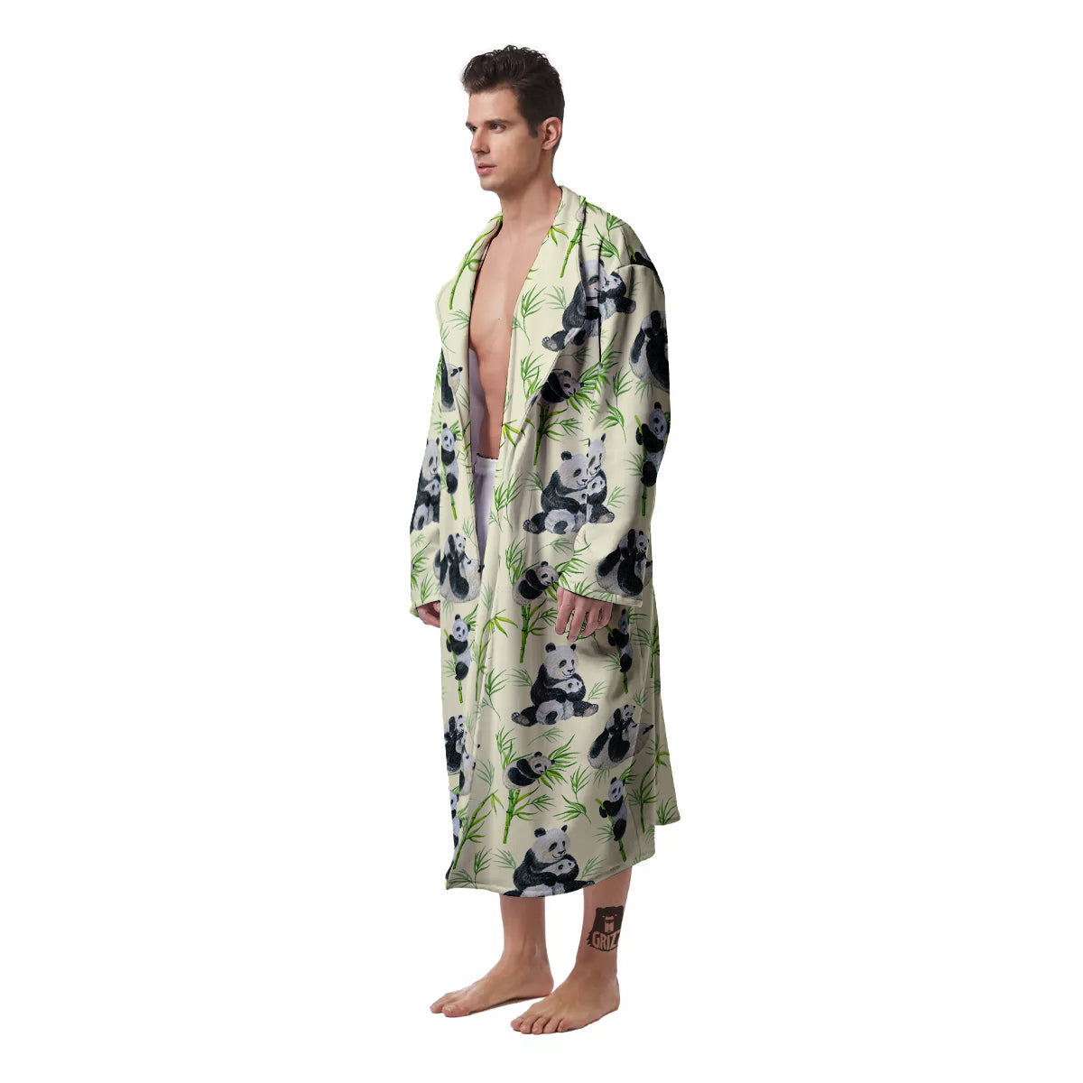 Panda Bamboo And Baby Print Pattern Men's Robe-grizzshop