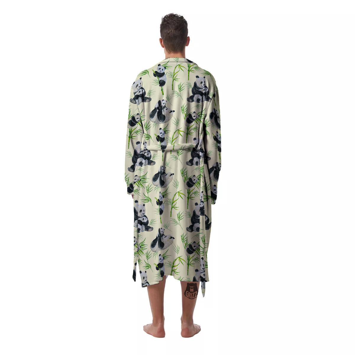 Panda Bamboo And Baby Print Pattern Men's Robe-grizzshop