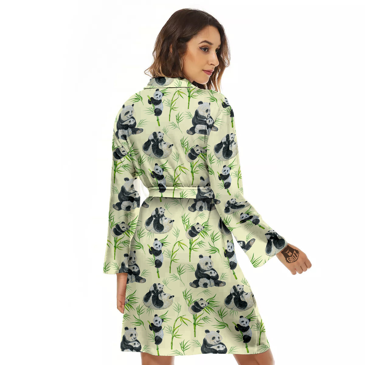 Panda Bamboo And Baby Print Pattern Women's Robe-grizzshop