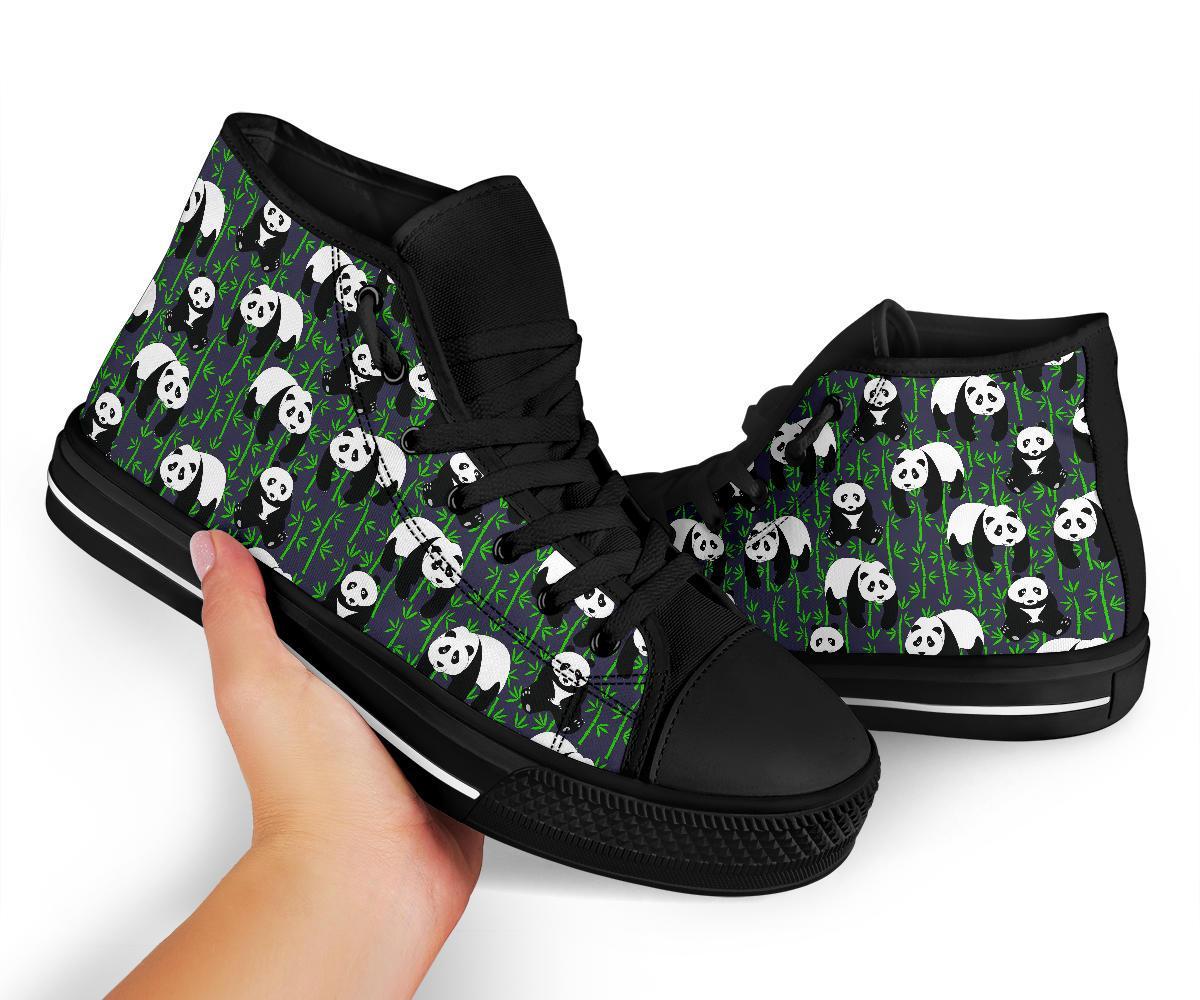 Panda Bamboo Pattern Print Men Women's High Top Shoes-grizzshop