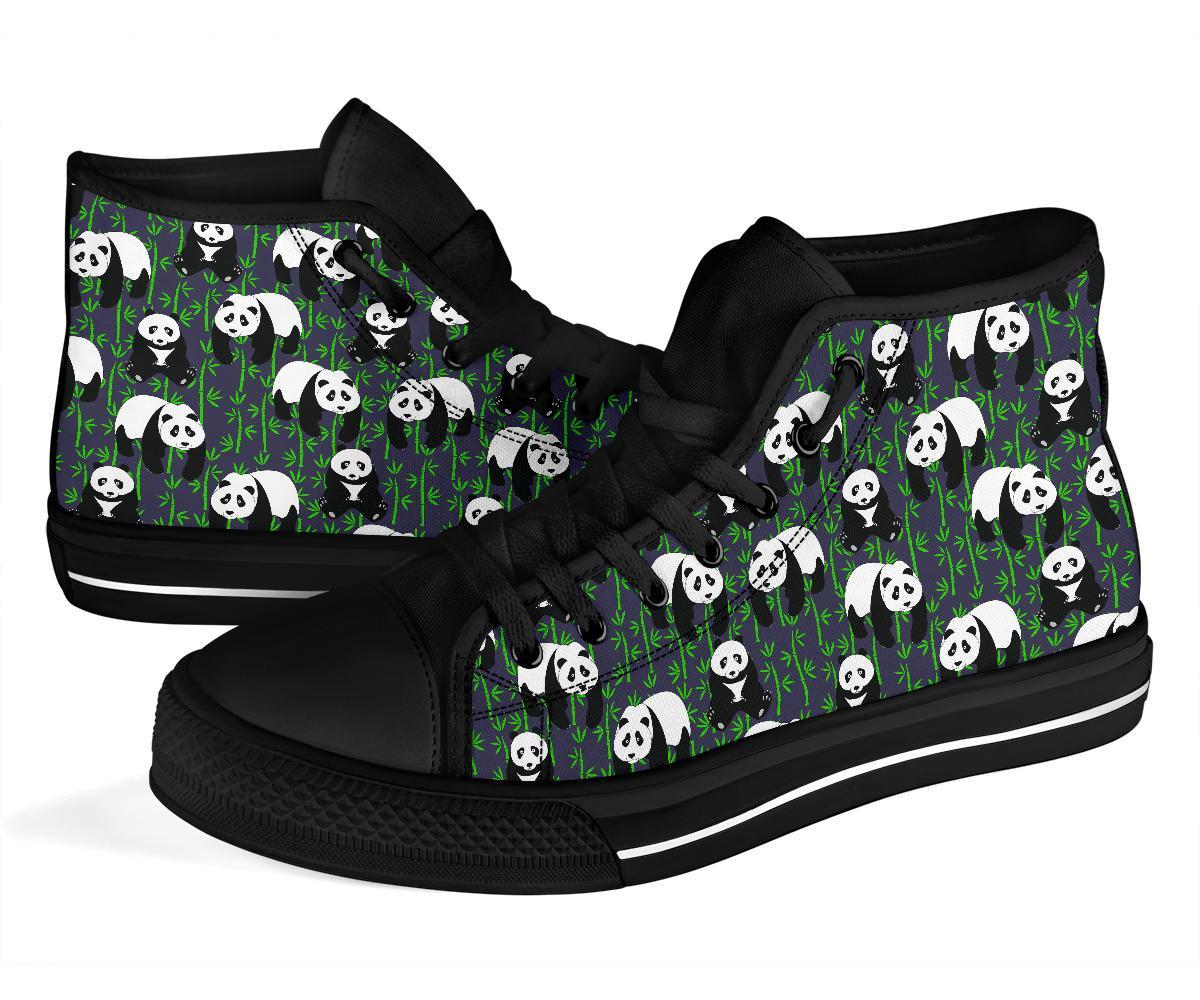 Panda Bamboo Pattern Print Men Women's High Top Shoes-grizzshop