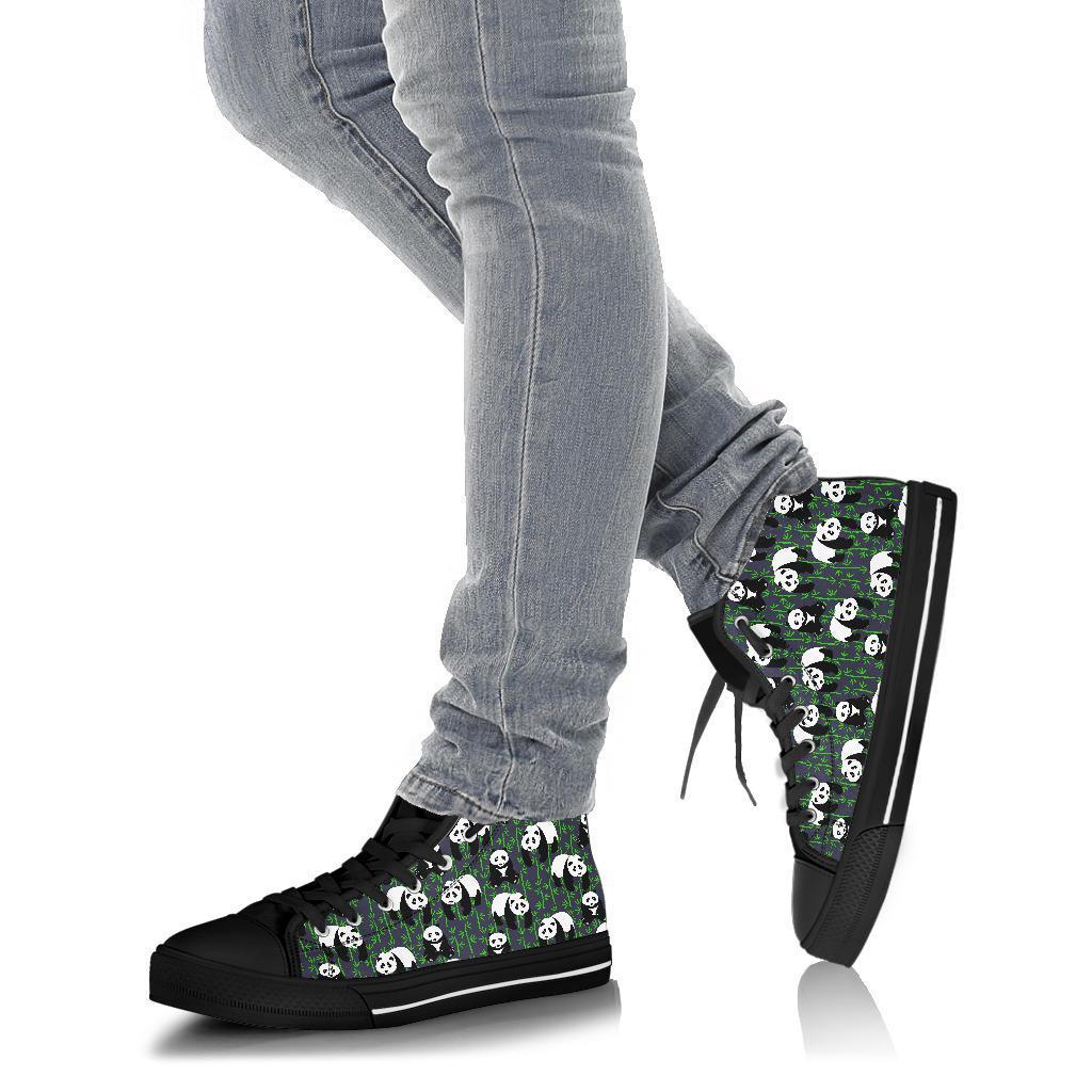 Panda Bamboo Pattern Print Men Women's High Top Shoes-grizzshop