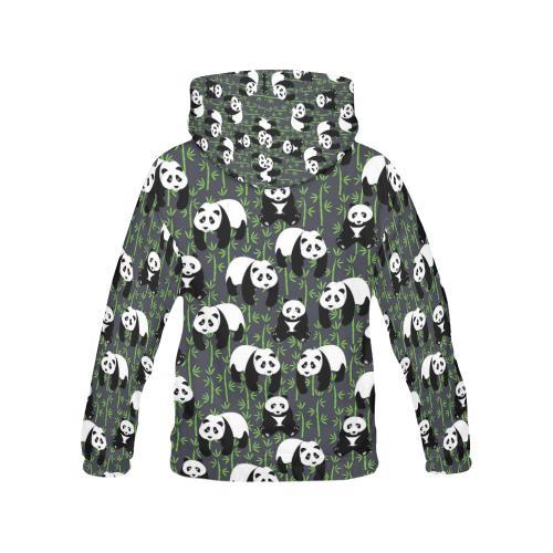 Panda Bamboo Pattern Print Women Pullover Hoodie-grizzshop