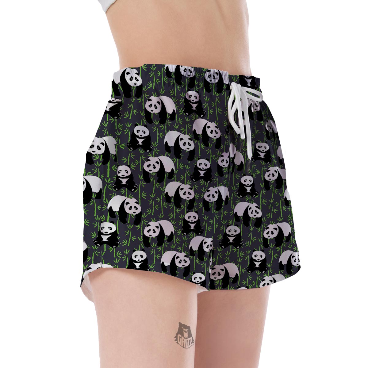 Panda Bamboo Pattern Print Women's Shorts-grizzshop