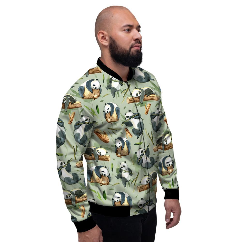 Panda Bear Watercolor Print Pattern Men's Bomber Jacket-grizzshop
