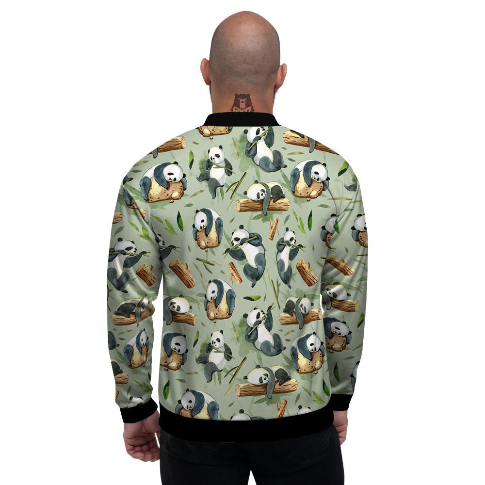 Panda Bear Watercolor Print Pattern Men's Bomber Jacket-grizzshop