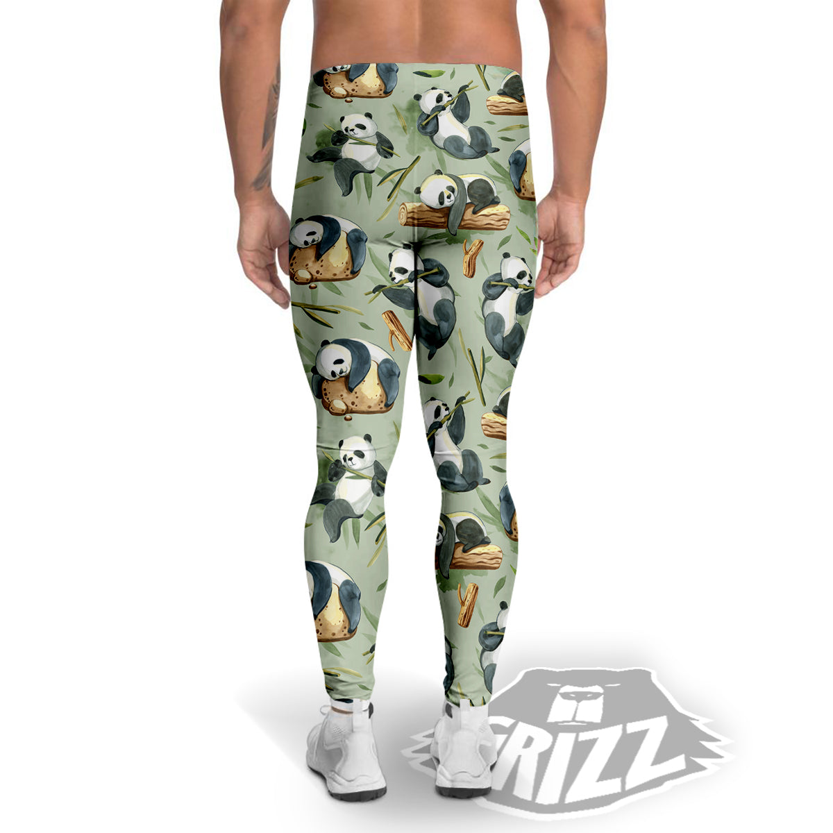 Panda Bear Watercolor Print Pattern Men's Leggings-grizzshop
