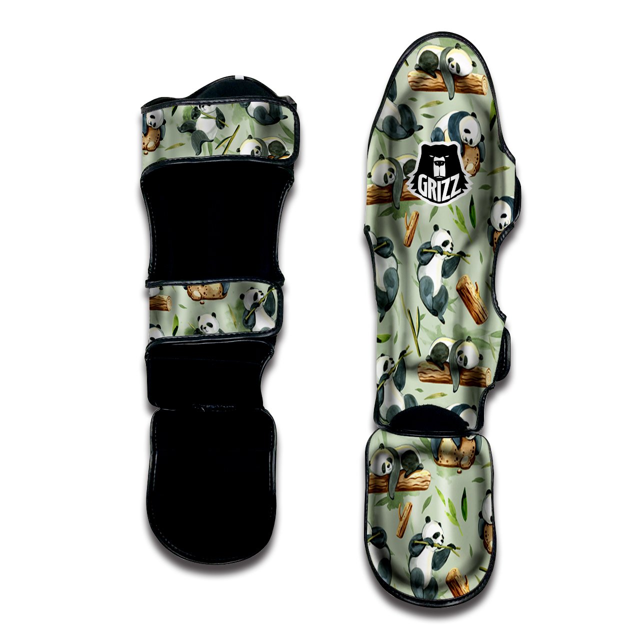 Panda Bear Watercolor Print Pattern Muay Thai Shin Guards-grizzshop