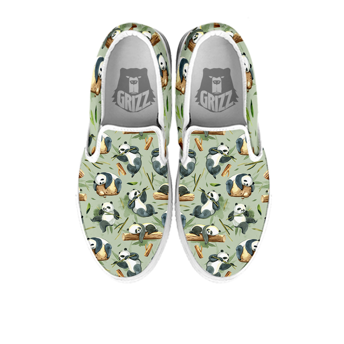 Panda Bear Watercolor Print Pattern White Slip On Shoes-grizzshop