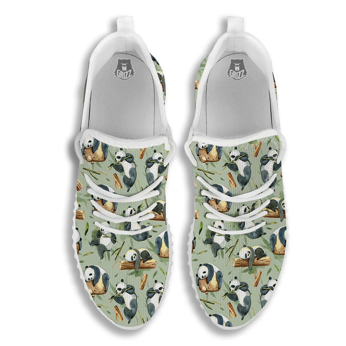 Panda Bear Watercolor Print Pattern White Walking Shoes-grizzshop