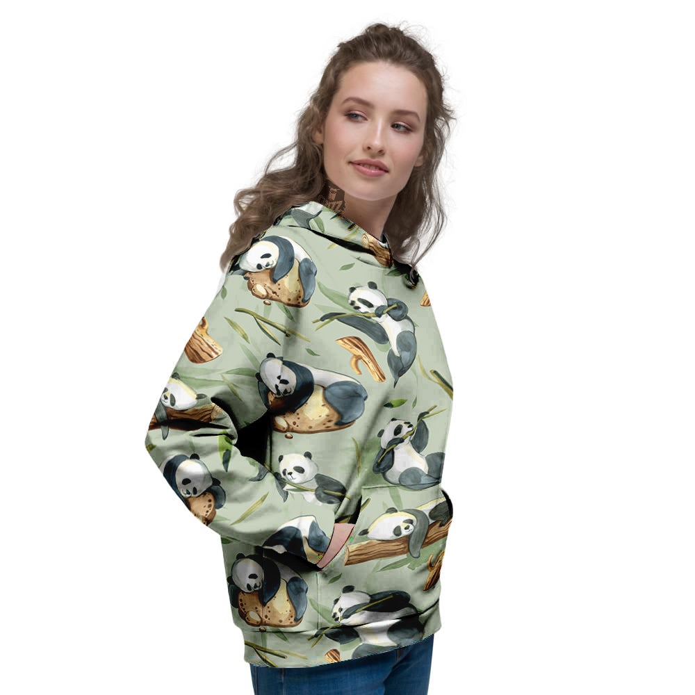 Panda Bear Watercolor Print Pattern Women's Hoodie-grizzshop