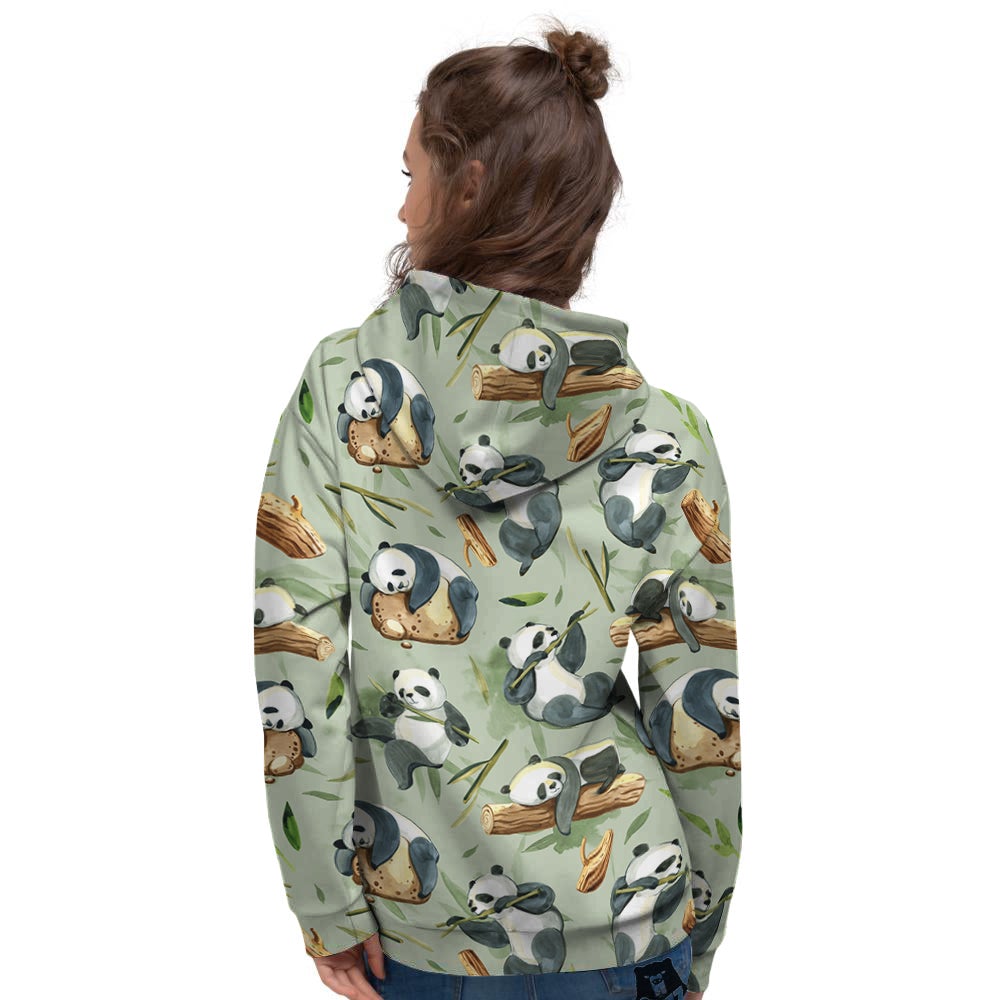 Panda Bear Watercolor Print Pattern Women's Hoodie-grizzshop