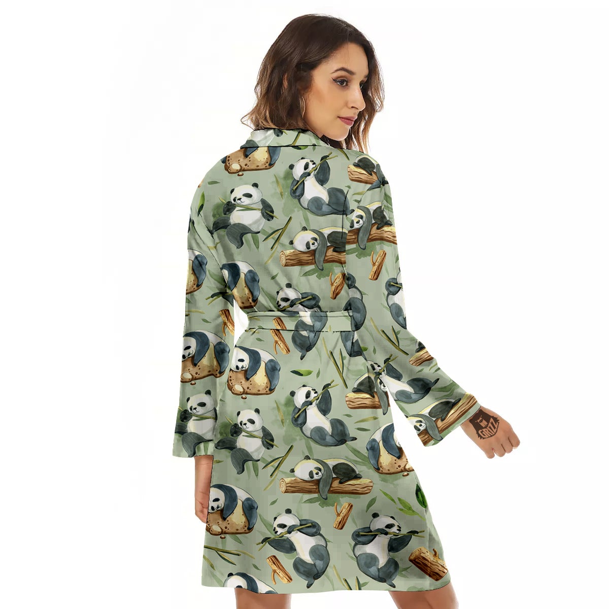 Panda Bear Watercolor Print Pattern Women's Robe-grizzshop